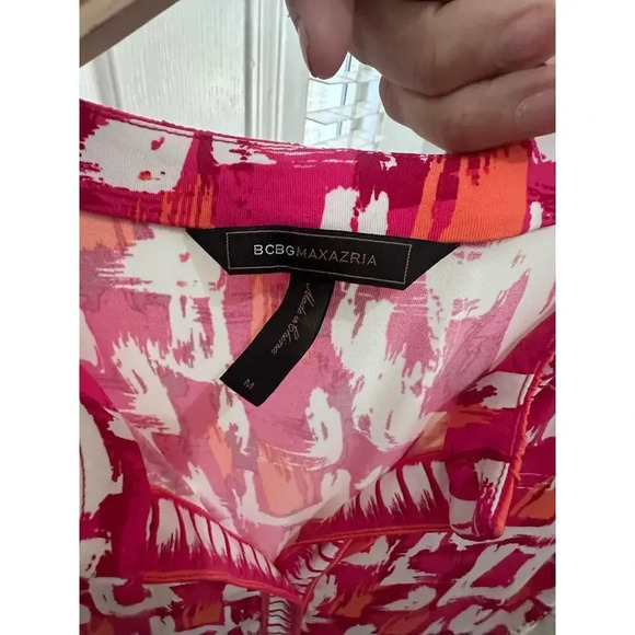 BCBGMAXAZRIA Women's Pink Short Sleeve Drop Waist Mini Dress Size M - Picture 3 of 7